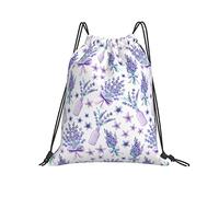 Mochila con cordón Acuarela Lavanda Flor Púrpura Cadena Gimnasio Bolsa Pull Cinch Sackpack para Hombres Mujeres Deporte Yoga Viajes Natación Senderismo