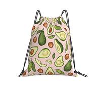 Mochila con Cordón Aguacate Verde Rosa Gym Bag Impresión Motivo Bolsa con Cordón Repelente Al Agua Bolsas De Cuerdas para Natación Vacaciones Compras S