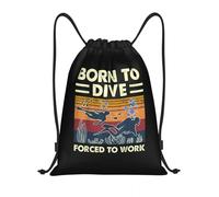 Mochila con cordón ajustable Mochila deportiva con cordón "Born To Dive Obligado a trabajar" para hombre y mujer con frase "Buceador"