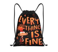 Mochila con cordón ajustable Mochila ligera con cordón "Todo está bien ansiedad de adentro hacia afuera" para hombre y mujer para deportes y gimnasio