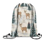 Mochila con Cordón Alce Ciervo Feliz Navidad Árbol De Navidad para Bolsas De Cuerdas Talla Única Mochila Cuerdas Sport Gym Bag para Senderismo Gimnasio Compras