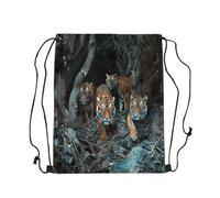 Mochila con Cordón Árbol con Estampado De Tigre Salvaje, Fauna Salvaje, Safari, Gato Casual Gymsack Gran Capacidadte Bolsa De Gimnasio Cordón para Vacaciones Natación Acampada 39X46Cm