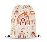 Mochila con Cordón Arcoíris De Dibujos Animados, Estampado De Zorro Lindo, Nube De Galaxia Estrellada Kawaii, Corazón De Amor Romántico Mochila Cuerdas Gym Bag Sport Bolsas De Cuerdas