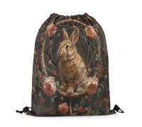 Mochila con Cordón Atrapasueños Bohemio con Diseño De Conejo Y Hojas Botánicas De Flores. Mochila Cuerdas Talla Única Bolsas De Cuerdas Unisex Gym Bag para Senderismo Viajes Compras