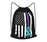 Mochila con Cordón Bandera De Concientización sobre La Prevención del Suicidio Saco De Gimnasio Impermeable Cómodo Mochila Cuerdas De Tela, para Deporte, Playa, De Senderismo, 36x42cm