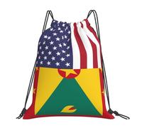 Mochila con Cordón Bandera De La Amistad Entre Estados Unidos Y Granada Bolsa con Cordón Casual Bolsas De Cuerdas Sport Mochila Cuerdas para Viajes Natación Vacaciones M