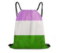 Mochila con Cordón Bandera del Orgullo De Género Queer Saco De Gimnasio Ajustable Impermeable Bolsa De Tela, para Deporte, Acampada, Compras, 36x42cm