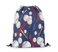 Mochila con Cordón Baseball 3D Print Ball Games Cool Blue White Red Mochila Cuerdas Casual Bolsa con Cordón Unisex Bolsas De Cuerdas para Viaje Senderismo Compras 36X42CM
