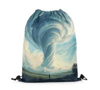 Mochila con Cordón Blue Tornado Japanese Cartoon Weather Theme White Cloud Tornado Bolsa con Cordón Talla Única Bolsas De Cuerdas Sport Mochila Cuerdas para Viaje Senderismo Compras 36X42CM