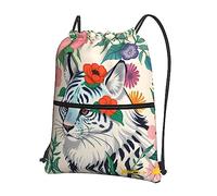Mochila con cordón, bonito diseño de tigre blanco, saco de gimnasio ligero para deportes, yoga, viajes, senderismo y camping
