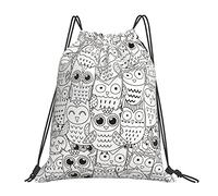 Mochila con Cordón Búho Garabato, Pájaro Infantil Bolsa con Cordón Práctico Gym Bag Repelente Al Agua Mochila Cuerdas para Deporte Gimnasio Compras M
