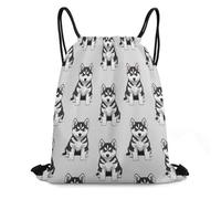 Mochila con Cordón Cachorro De Perro Husky Siberiano Saco De Gimnasio Ajustable Gran Capacidad Mochila para Estudiantes, para Estudiantes, Deporte, Acampada, 36x42cm