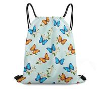 Mochila con Cordón, Casual Bolsas Cordon De Gimnasio, Butterfly, Moderno Gym Sack para Acampada, Viaje, Adulto, 36X42cm