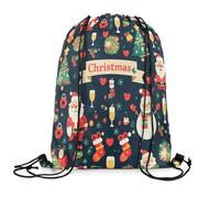 Mochila con Cordón Christmas Merry Christmas Tree and Snowman Santa Claus Bolsa con Cordón Talla Única Bolsas De Cuerdas Sport Mochila Cuerdas para Escuela Compras Senderismo 36X42CM