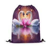 Mochila con Cordón Cisne, Loto Rosa, Agua De Niebla del Lago, Brillo Romántico Bolsas De Cuerdas Sport Gym Bag Talla Única Mochila Cuerdas para Senderismo Gimnasio Viajes