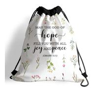 Mochila con Cordón Cita Cristiana Que El Dios De La Esperanza Te Llene De Todo Gozo Y Paz. Bolsa con Cordón Unisex Bolsas De Cuerdas Repelente Al Agua Mochila Cuerdas S