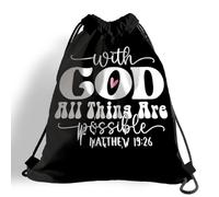 Mochila con Cordón Cita De Esperanza Cristiana: con Dios Todo Es Posible Gym Bag Impresión Motivo Mochila Cuerdas Gracioso Bolsas De Cuerdas para Compras Escuela Viajes M