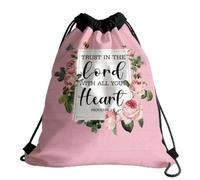 Mochila con Cordón Cita del Cristianismo: Confía En El Señor con Todo Tu Corazón. Gym Bag Gracioso Mochila Cuerdas Casual Bolsas De Cuerdas para Deporte Playa Compras M