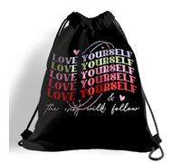 Mochila con Cordón Cita Motivacional: Ámate A Ti Mismo Y El Resto Vendrá Solo. Gym Bag Práctico Mochila Cuerdas Gracioso Bolsas De Cuerdas para Viajes Senderismo Compras M