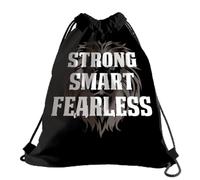 Mochila con Cordón Cita Motivacional: Fuerte, Inteligente Y Valiente Bolsas De Cuerdas Sport Bolsa con Cordón Repelente Al Agua Gym Bag para Escolar Vacaciones Compras M