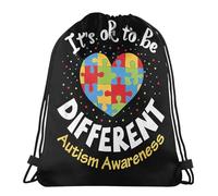 Mochila con Cordón Concienciación sobre El Autismo: Está Bien Ser Diferente Mochilas Escolares Adolescentes Gran Capacidad Mochila De Cuerdas, para Estudiantes, Niñas, Acampada, 36x42cm