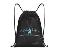 Mochila con Cordón Concienciación sobre La Recuperación De La Adicción Latido del Corazón Mochilas Escolares Cómodo Ajustable Mujer Bolsas De Cuerdas, para Playa, Acampada, Escuela, 36x42cm