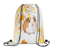 Mochila con Cordón Conejillos De Indias, Hojas De Otoño, Ramas Botánicas, Capibaras, Animales Salvajes, Día De Acción De Gracias Gym Bag Unisex Bolsas De Cuerdas Sport Mochila Cuerdas