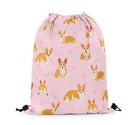 Mochila con Cordón Corgi, Encantador Perro De Dibujos Animados, Lindo Cachorro, Mascota Bolsas De Cuerdas Sport Mochila Cuerdas Unisex Gym Bag para Gimnasio Compras Senderismo
