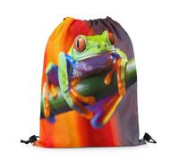 Mochila con Cordón Cute Animal Red Eyed Tree Frog Tropical Frog Family Bolsa con Cordón Unisex Bolsas De Cuerdas Casual Mochila Cuerdas para Viaje Senderismo Compras 36X42CM