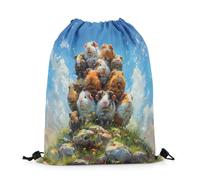 Mochila con Cordón Cute Guinea Pigs Kawaii Guinea Pigs Natural Flower Stones Bolsas De Cuerdas Casual Bolsa con Cordón Talla Única Mochila Cuerdas para Viaje Senderismo Compras 36X42CM