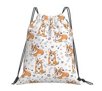 Mochila con Cordón Dibujos Animados Lindo Perro Corgi Amor Gym Bag Talla Única Mochila Cuerdas Casual Bolsas De Cuerdas para Compras Gimnasio Senderismo