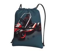 Mochila con cordón, diseño de mini kart, saco de gimnasio ligero para deportes, yoga, viajes, senderismo y camping