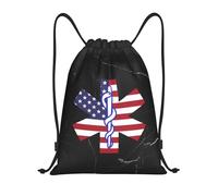 Mochila con Cordón Estrella De La Vida - Técnico En Emergencias Médicas Paramédico Mochilas Escolares Impermeable Gran Capacidad Bolso Gimnasio, para De Senderismo, Estudiantes, 36x42cm