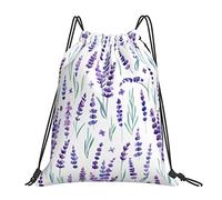 Mochila con cordón Flor de lavanda Púrpura Floral Hoja Cadena Bolsa de gimnasio Pull Cinch Sackpack para hombres Mujeres Deporte Yoga Viajes Natación