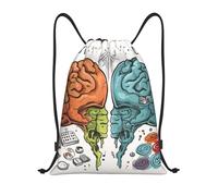 Mochila con Cordón Funciones del Hemisferio Izquierdo Y Derecho del Cerebro Gym Bag Cómodo Mochila Cuerdas Sport Bolsas De Cuerdas para Compras Senderismo Viajes 36X42CM