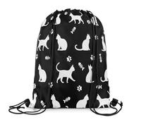 Mochila con Cordón Gato, Gatos De Dibujos Animados, Gatito Lindo, Huella Kawaii Gym Bag Talla Única Mochila Cuerdas Sport Bolsas De Cuerdas para Compras Gimnasio Senderismo