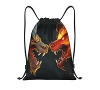 Mochila con Cordón Genial Dragón Rugiente De Dos Peleas Gym Bag Casual Mochila Cuerdas Cómodo Bolsas De Cuerdas para Viajes Escolar Compras 36X42CM
