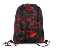 Mochila con Cordón Geometría Colmena Hexagonal Geométrica Negro Rojo Gym Bag Cómodo Mochila Cuerdas Sport Bolsas De Cuerdas para Escolar Viajes Compras 36X42CM