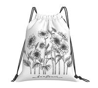 Mochila con Cordón Girasol Botánico Dibujado A Mano Gym Bag Repelente Al Agua Mochila Cuerdas Gracioso Bolsa con Cordón para Gimnasio Senderismo Escolar M