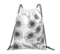 Mochila con Cordón Girasol Dibujado A Mano, Flor De Verano Gym Bag Casual Mochila Cuerdas Cómodo Bolsas De Cuerdas para Deporte Gimnasio Viajes S