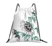 Mochila con Cordón Girasol Dibujado A Mano Mochila Cuerdas Gracioso Bolsa con Cordón Casual Gym Bag para Natación Deporte Escolar M