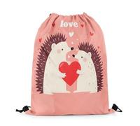 Mochila con Cordón Hedgehog Couple Cute Cartoon Wild Animal Lover Love Romantic Style Bolsas De Cuerdas Casual Mochila Cuerdas Talla Única Bolsa con Cordón para Escuela Compras 36X42CM