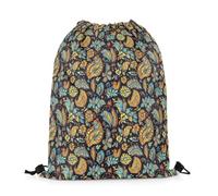 Mochila con Cordón Hojas De Color Verde Azulado Amarillo, Flores Silvestres Retro Botánicas para Estilo Rústico Vintage. Gym Bag Casual Mochila Cuerdas Unisex Bolsas De Cuerdas para Viajes