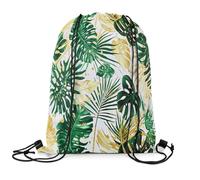 Mochila con Cordón Hojas De Palma Hawaianas De Verano, Hojas Tropicales, Plantas Botánicas Mochila Cuerdas Repelente Al Agua Bolsa con Cordón Práctico Bolsas De Cuerdas M