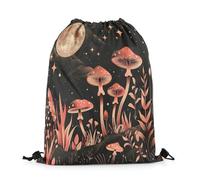 Mochila con Cordón Hongo Naturaleza Botánica Misteriosa Luna Noche Mochila Cuerdas Sport Bolsas De Cuerdas Práctico Gym Bag para Escolar Vacaciones Playa M