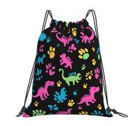 Mochila con Cordón Huella De Pata De Dinosaurio Colorida Gym Bag Sport Mochila Cuerdas Unisex Bolsas De Cuerdas para Viajes Gimnasio Senderismo