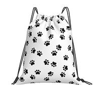 Mochila con Cordón Huella De Pata De Perro Y Cachorro Bolsas De Cuerdas Repelente Al Agua Bolsa con Cordón Cómodo Gym Bag para Viajes Natación Deporte S
