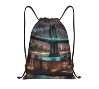 Mochila con Cordón Impresión Nocturna del Puente De Manhattan De Nueva York Mochila Cuerdas Talla Única Gym Bag Sport Bolsas De Cuerdas para Viajes Senderismo Gimnasio
