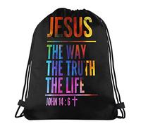 Mochila con Cordón Jesús El Camino La Verdad La Vida Bolsas De Cuerdas Sport Mochila Cuerdas Talla Única Gym Bag para Compras Escolar Viajes 36X42CM