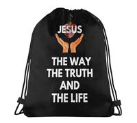 Mochila con Cordón Jesús Es El Camino, La Verdad Y La Vida. Bolsas De Cuerdas Casual Mochila Cuerdas Talla Única Gym Bag para Compras Senderismo Escolar 36X42CM